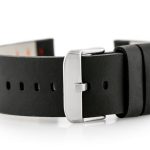 Pasek skórzany do zegarka W39 czarny/czerwony 22mm