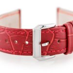 Pasek skórzany do zegarka W64 - czerwony - 22mm