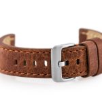 Pasek skórzany do zegarka W48 - PREMIUM - ciemnobrązowy I - 22mm