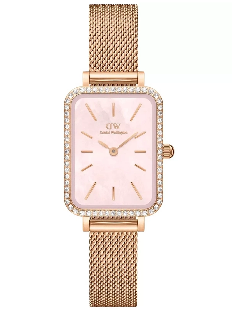 55568_1 ZEGAREK DAMSKI DANIEL WELLINGTON Quadro Lumine Bezel Melrose Pink DW00100669 + BOX (zw519j) - obrazek 1