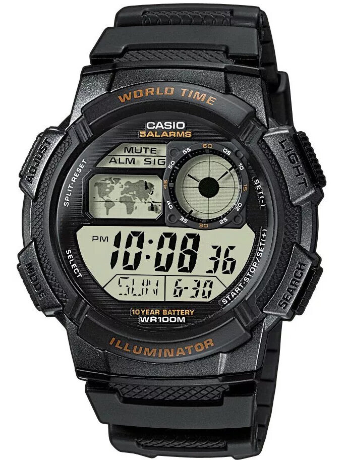 7483_9 ZEGAREK MĘSKI CASIO AE-1000W-1AV - WORLD TIME + BOX - obrazek 1