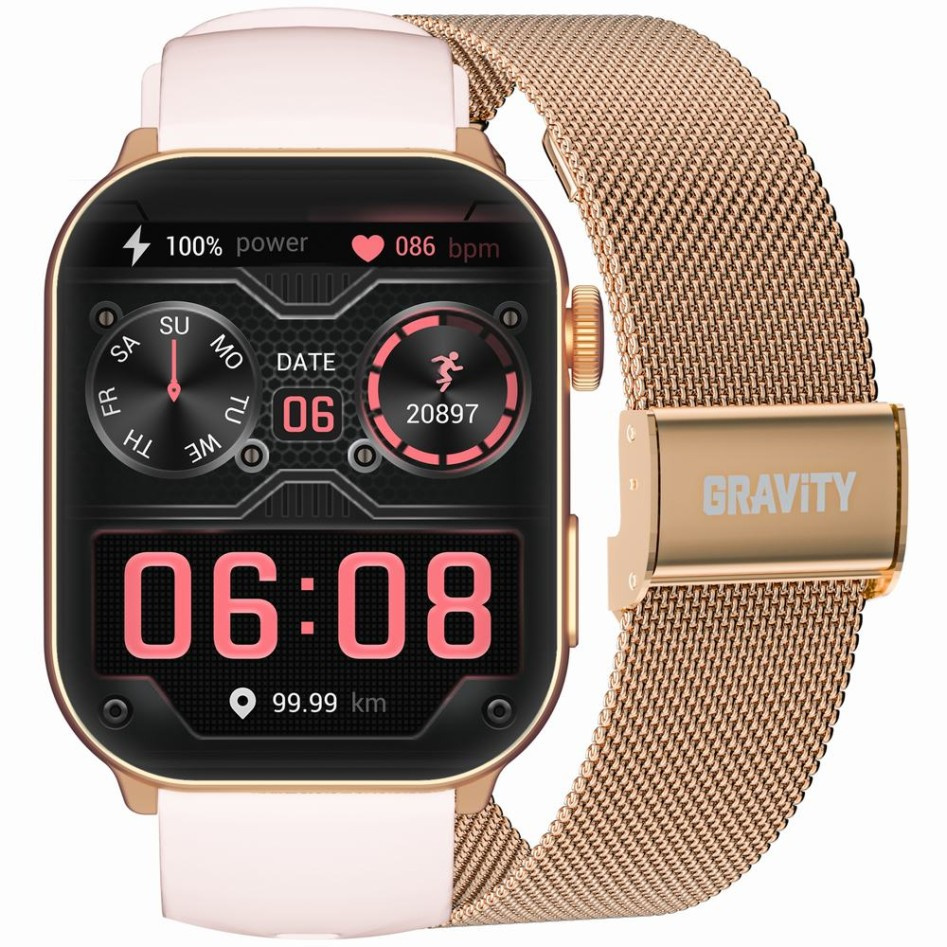 56412_1 SMARTWATCH UNISEX GRAVITY GT28-6 - ROZMOWY BLUETOOTH, DODATKOWY PASEK (sg037f) - obrazek 1