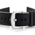 Pasek skórzany do zegarka W72 - czarny/czarna 22mm