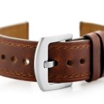 Pasek skórzany do zegarka W81 - ciemny brąz - 22mm