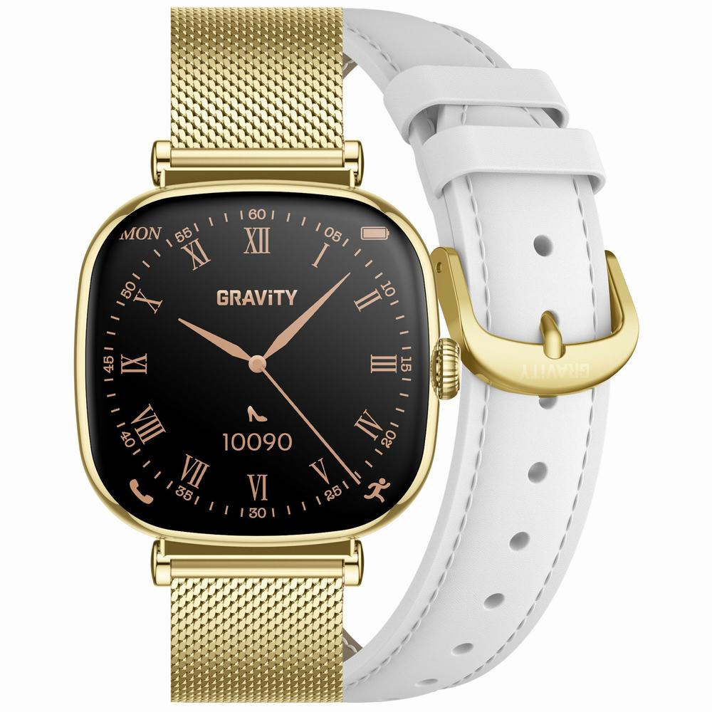 56845_1 SMARTWATCH DAMSKI GRAVITY GT32-2 - ROZMOWY BLUETOOTH, DODATKOWY PASEK (sg047b) - obrazek 1