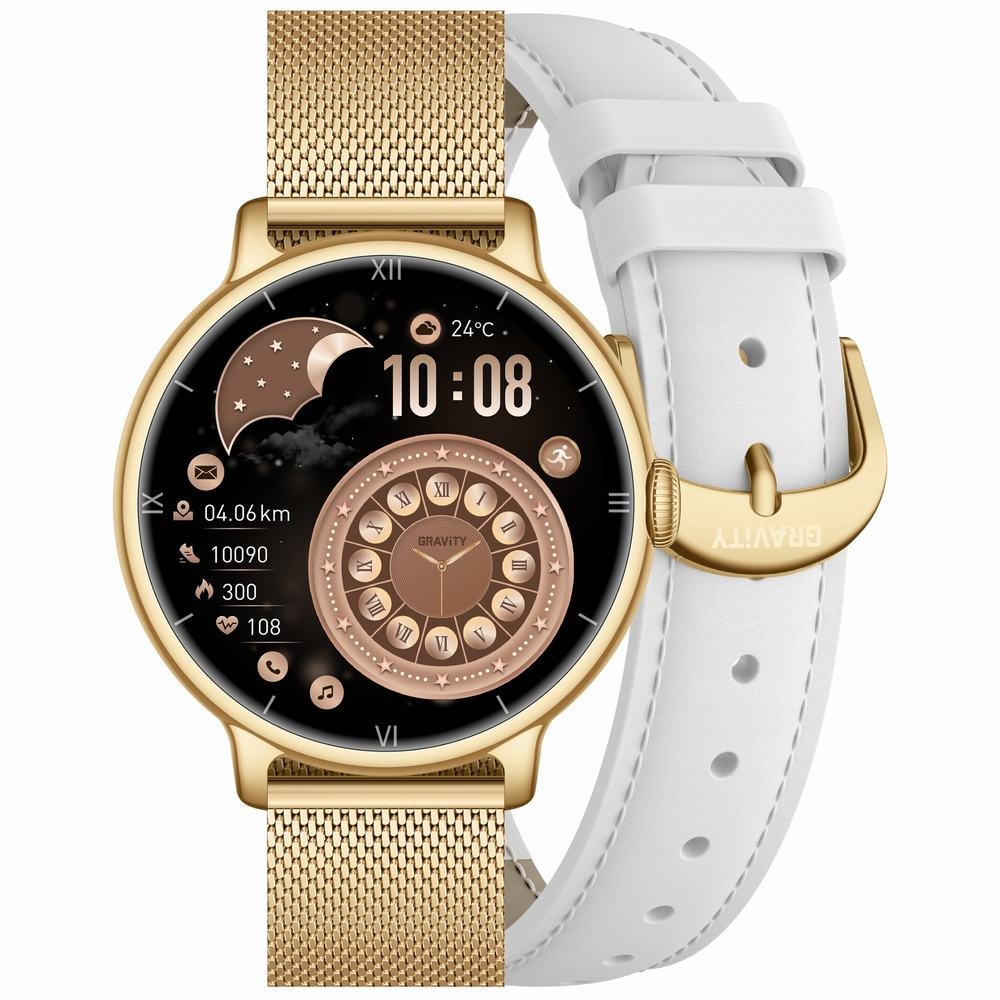 56847_9 SMARTWATCH DAMSKI GRAVITY GT33-2 - AMOLED, DODATKOWY PASEK (sg048b) - obrazek 1